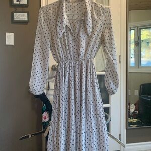 Elegant White Polka Dot Dress